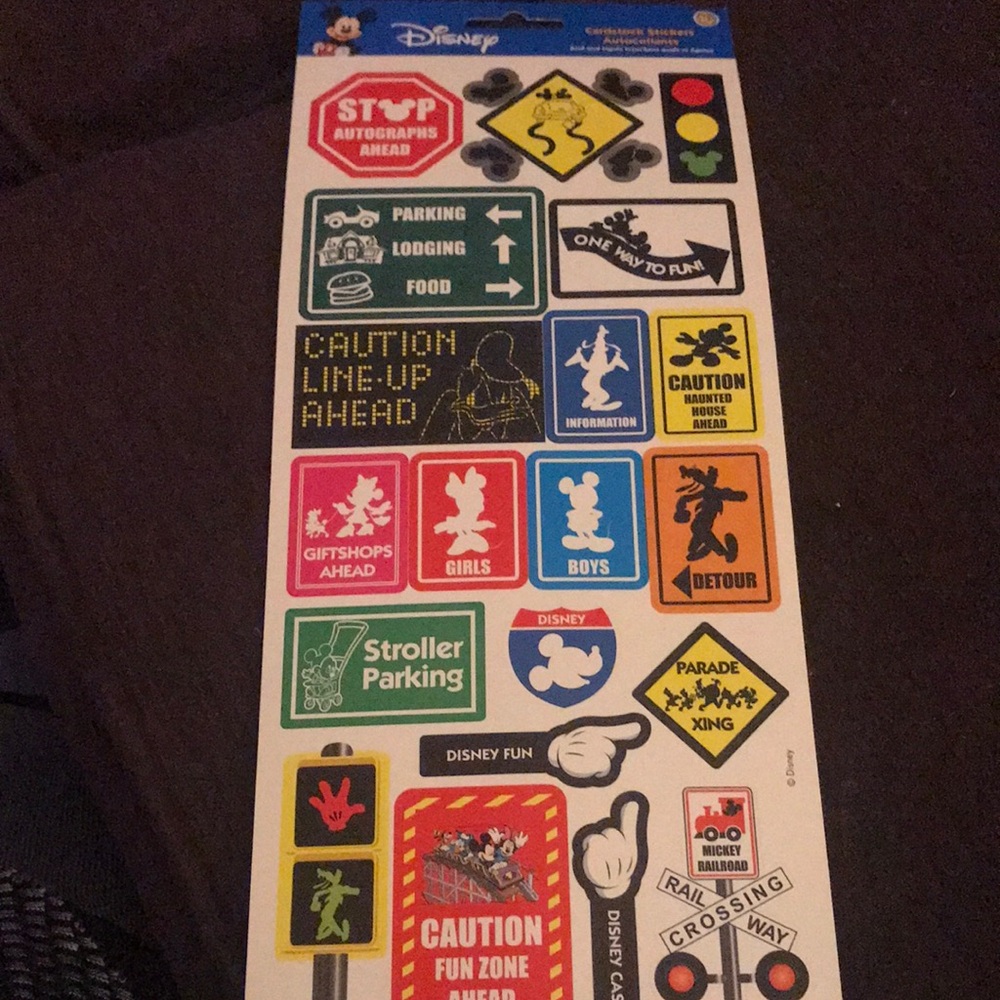 Disney Traffic Sign Sticker Sheet - Colorful Park Icons